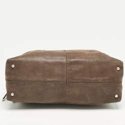 Tod's Dark Brown Iridescent Leather Drawstring Tote