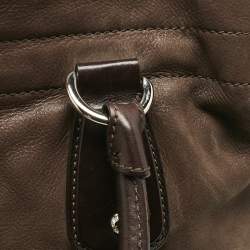 Tod's Dark Brown Iridescent Leather Drawstring Tote