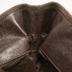 Tod's Dark Brown Iridescent Leather Drawstring Tote