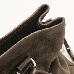 Tod's Dark Brown Iridescent Leather Drawstring Tote