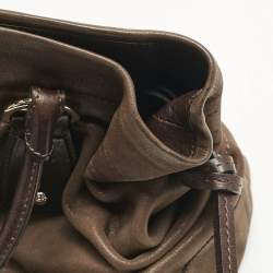 Tod's Dark Brown Iridescent Leather Drawstring Tote