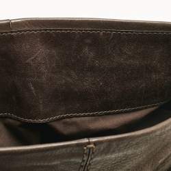 Tod's Dark Brown Iridescent Leather Drawstring Tote