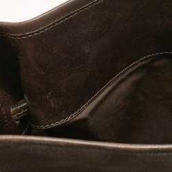 Tod's Dark Brown Iridescent Leather Drawstring Tote