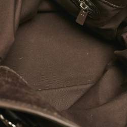 Tod's Dark Brown Iridescent Leather Drawstring Tote