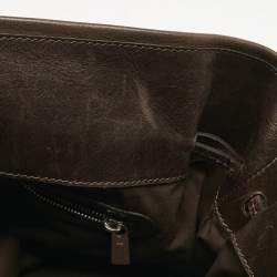 Tod's Dark Brown Iridescent Leather Drawstring Tote