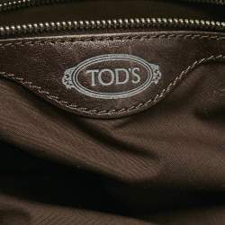 Tod's Dark Brown Iridescent Leather Drawstring Tote