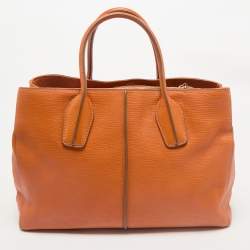Tod's Orange Leather D-Styling Shopper Tote