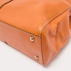 Tod's Orange Leather D-Styling Shopper Tote