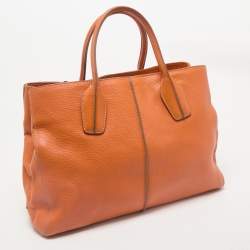 Tod's Orange Leather D-Styling Shopper Tote