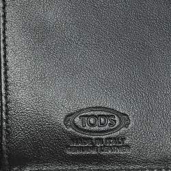 Pre Owned Tod's Black Leather Double T Trifold Wallet