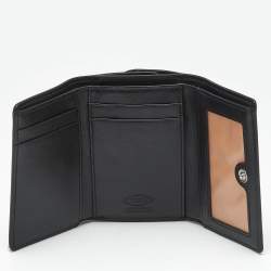 Pre Owned Tod's Black Leather Double T Trifold Wallet