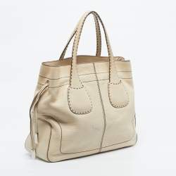 Pre Owned Tod's Beige Leather Restyling D Bag Media Tote