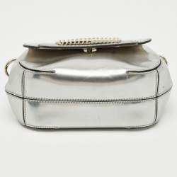 Pre Owned Tod's Silver Patent Leather Flap Crossbody Bag