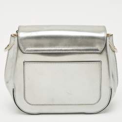Pre Owned Tod's Silver Patent Leather Flap Crossbody Bag