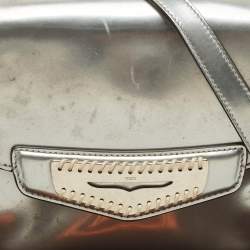 Pre Owned Tod's Silver Patent Leather Flap Crossbody Bag