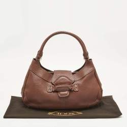 Pre Owned Tod's Brown Leather Studs Hobo
