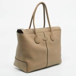 Pre Owned Tod's Beige Leather Large Di Tote