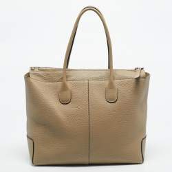 Pre Owned Tod's Beige Leather Large Di Tote