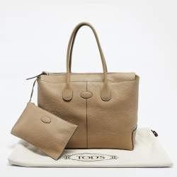 Pre Owned Tod's Beige Leather Large Di Tote