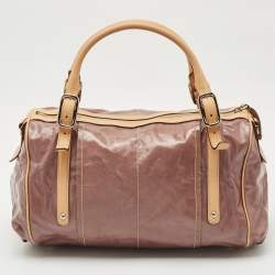 Pre Owned Tod's Mauve/Tan Patent Fabric G-Line Easy Duffel Bag