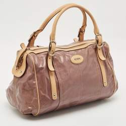 Pre Owned Tod's Mauve/Tan Patent Fabric G-Line Easy Duffel Bag