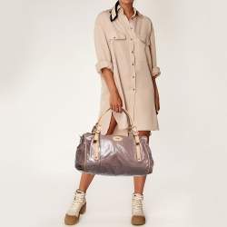 Pre Owned Tod's Mauve/Tan Patent Fabric G-Line Easy Duffel Bag