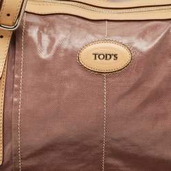 Pre Owned Tod's Mauve/Tan Patent Fabric G-Line Easy Duffel Bag