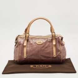 Pre Owned Tod's Mauve/Tan Patent Fabric G-Line Easy Duffel Bag