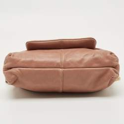 Pre Owned Tod's Old Rose Leather Turnlock Flap Shoulder Bag