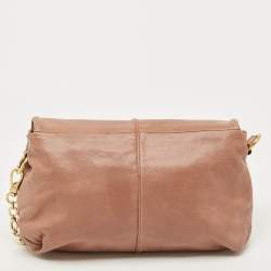 Pre Owned Tod's Old Rose Leather Turnlock Flap Shoulder Bag