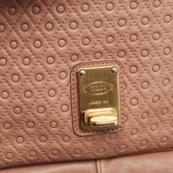 Pre Owned Tod's Old Rose Leather Turnlock Flap Shoulder Bag