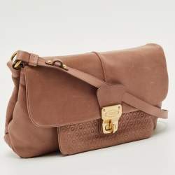 Pre Owned Tod's Old Rose Leather Turnlock Flap Shoulder Bag