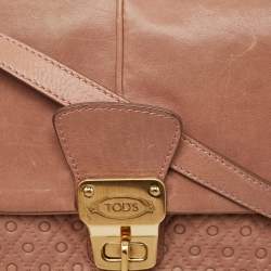 Pre Owned Tod's Old Rose Leather Turnlock Flap Shoulder Bag