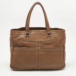 Pre Owned Tod's Brown Leather Miky Nomad Shopper Tote