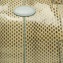 Pre Owned Tod's Cream/Blue Leather and Snakeskin Mini Candy Sera Satchel