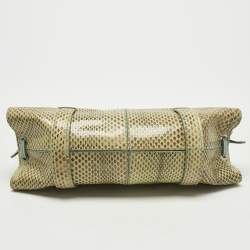 Pre Owned Tod's Cream/Blue Leather and Snakeskin Mini Candy Sera Satchel