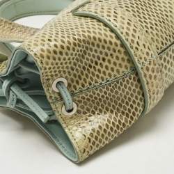 Pre Owned Tod's Cream/Blue Leather and Snakeskin Mini Candy Sera Satchel