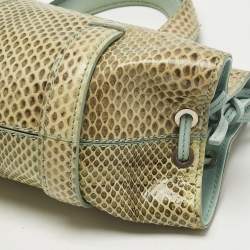 Pre Owned Tod's Cream/Blue Leather and Snakeskin Mini Candy Sera Satchel