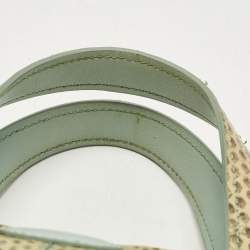 Pre Owned Tod's Cream/Blue Leather and Snakeskin Mini Candy Sera Satchel