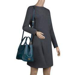 مملوكة مسبقًا حقيبة يد تودز شوبر D ستايلينغ جلد خضراء داكنة