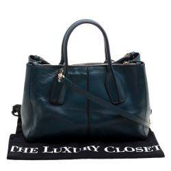 مملوكة مسبقًا حقيبة يد تودز شوبر D ستايلينغ جلد خضراء داكنة