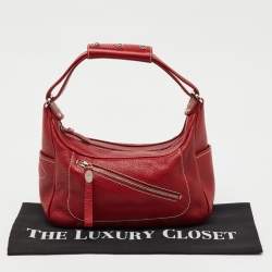 Pre Owned Tod's by Ferrari Red Leather Micky Hobo