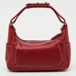 Pre Owned Tod's by Ferrari Red Leather Micky Hobo