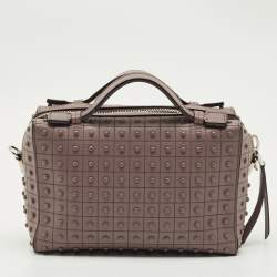 Pre Owned Tod's Dark Beige Leather Gommino Shoulder Bag