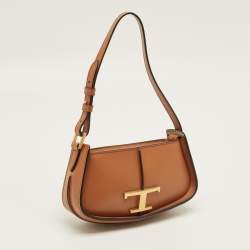 Pre Owned Tod's Brown Leather T-Timeless Pochette