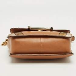 Pre Owned Tod's Brown/Multicolor Leather and Python Mini Double T Shoulder Bag