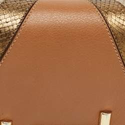 Pre Owned Tod's Brown/Multicolor Leather and Python Mini Double T Shoulder Bag