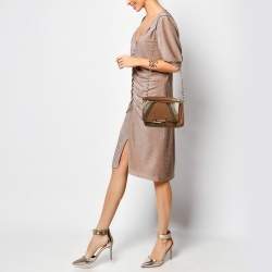 Pre Owned Tod's Brown/Multicolor Leather and Python Mini Double T Shoulder Bag