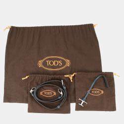 Pre Owned Tod Leather 2-Way Handbag Blue/Gray Leather Size Mini