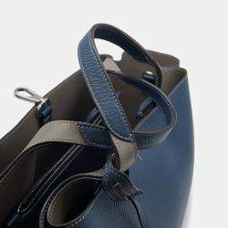 Pre Owned Tod Leather 2-Way Handbag Blue/Gray Leather Size Mini